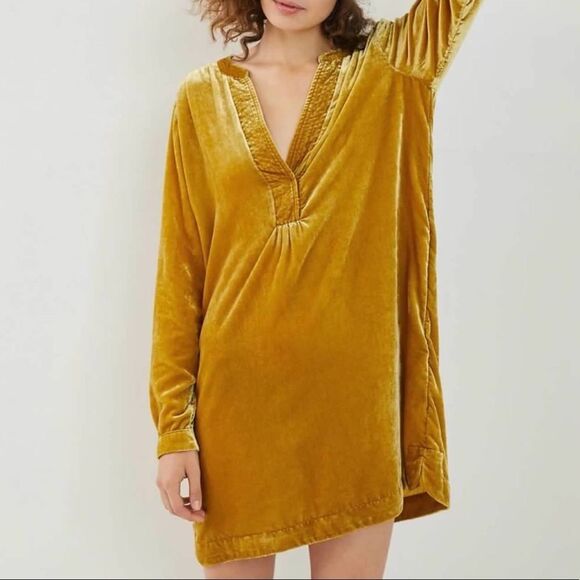 Anthropologie Velvet Gold Tunic Dress Size XS NWT - Picture 2 of 15